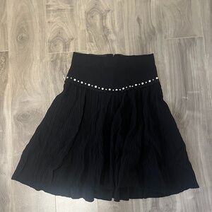 Sandro Paris Black Eyelet-Detail Pleated Skirt | Size 1